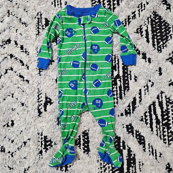 Children's Place Baby Boy Football Footed Sleeper Size 3-6 Months - Picture 1 of 3